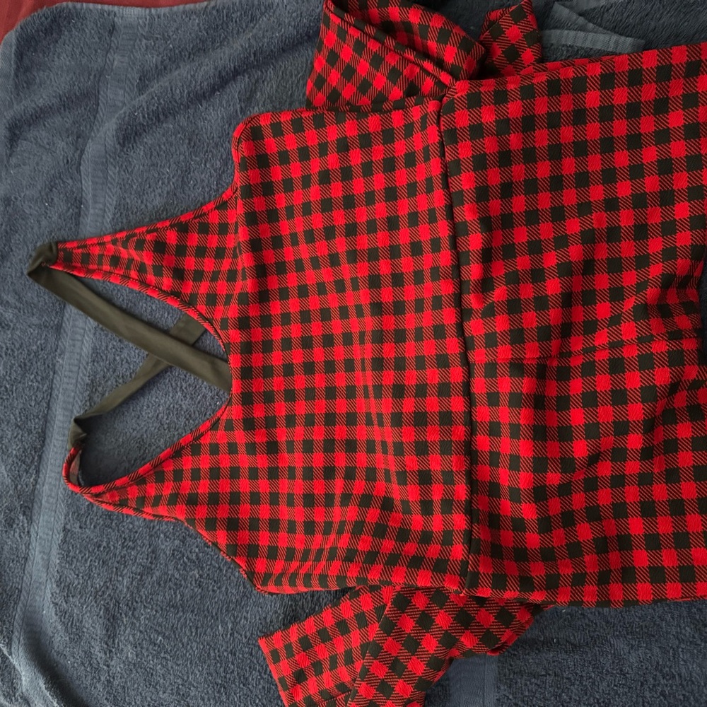 Red and Black Checkered Jumpsuit